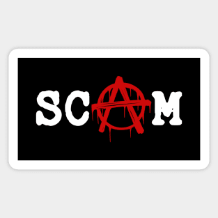 SCAM // Anarchy red logotype. Minimalistic old font lettering Sticker